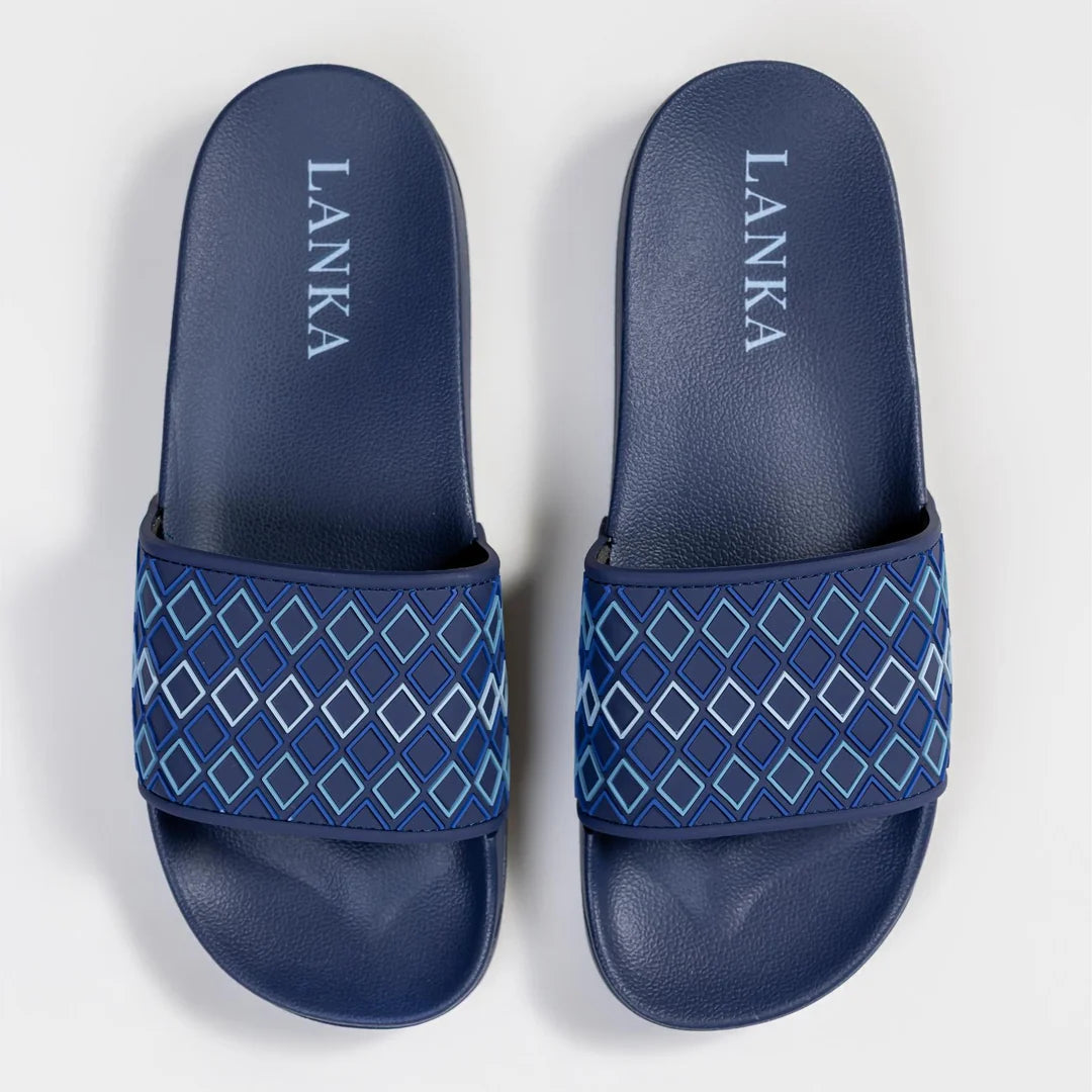Lanka Embossed Sliders - Navy/White